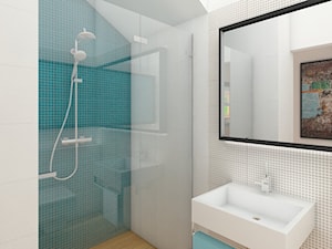 Mała łazienka z akcentami turkusowymi - zdjęcie od KJ.architekt Kamila Jędrzejewska