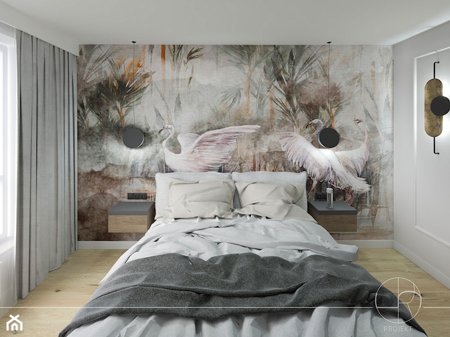 Sypialnia z tapetą w tle - zdjęcie od Projekt 5R