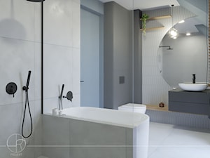 Duża łazienka w domu z wanną oraz prysznicem - zdjęcie od Projekt 5R