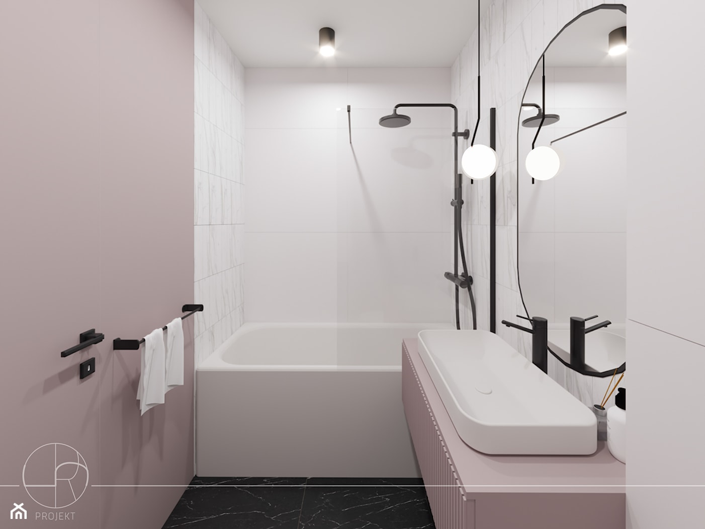 Łazienka w kolorze pudrowego różu - zdjęcie od Projekt 5R - Homebook