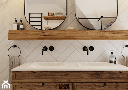 Farm House - Z dwoma umywalkami łazienka, styl rustykalny - zdjęcie od EASY IN DESIGN