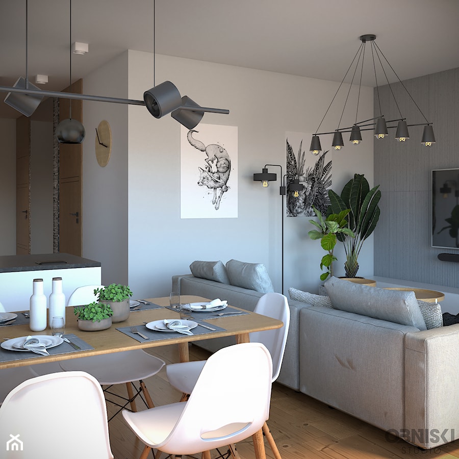 Apartament | Horodiany | 2021 - Salon, styl nowoczesny - zdjęcie od OBNISKI Studio - Projektowanie wnętrz & wizualizacja 3D