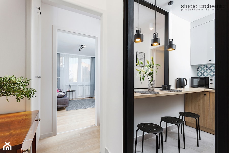 Mieszkanie z oknem na korytarz - Kuchnia, styl nowoczesny - zdjęcie od Studio Archemia