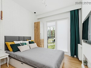 Apartament z zielonym akcentem - Sypialnia, styl minimalistyczny - zdjęcie od Studio Archemia