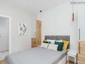 Apartament z zielonym akcentem - Sypialnia, styl minimalistyczny - zdjęcie od Studio Archemia