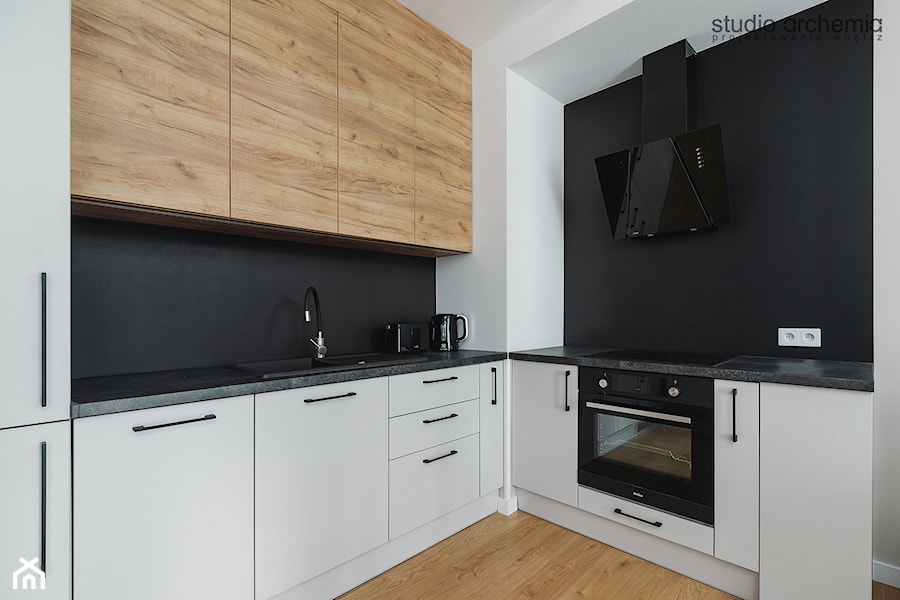 Apartament z zielonym akcentem - Kuchnia, styl minimalistyczny - zdjęcie od Studio Archemia