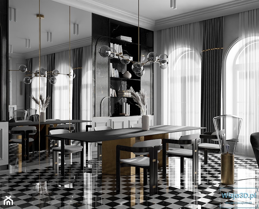 Czarny i biały - Salon, styl tradycyjny - zdjęcie od Wizja3D