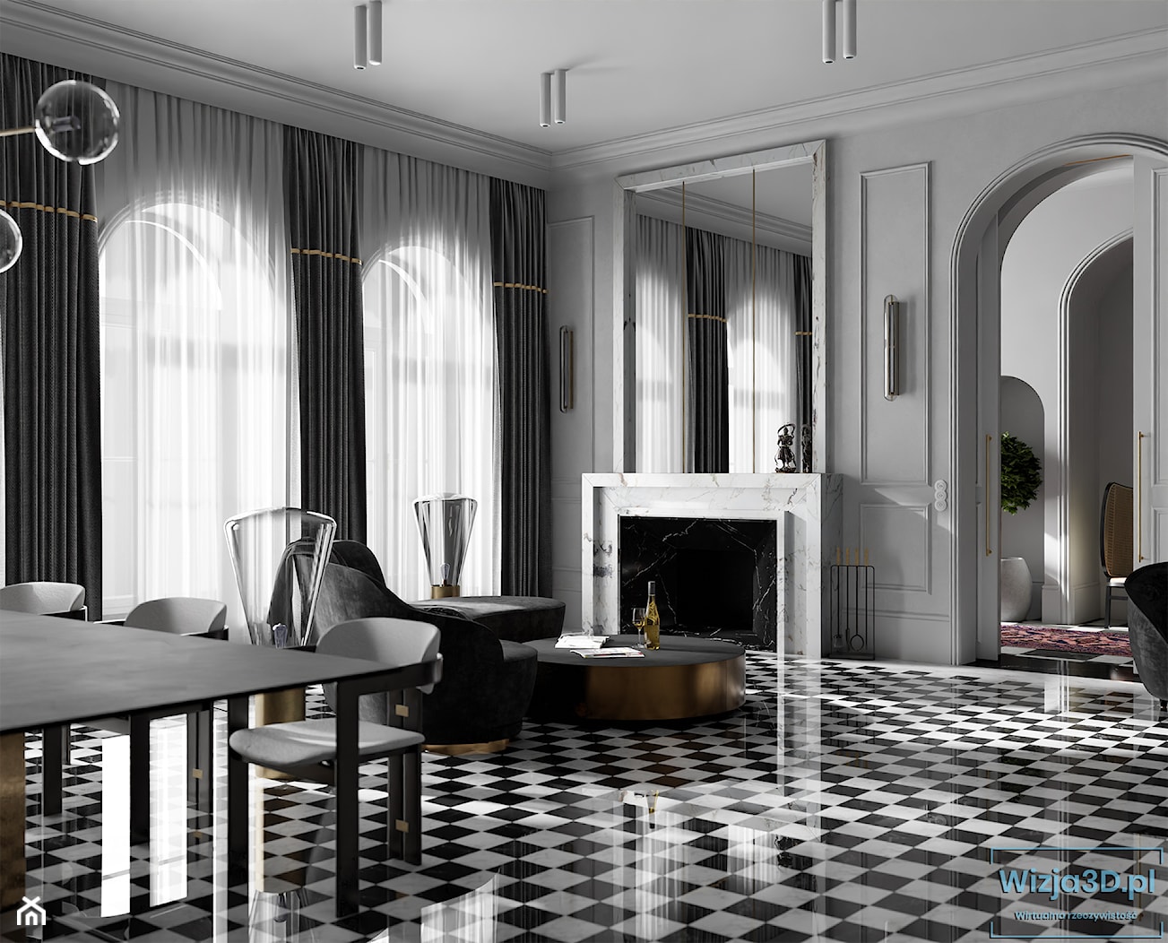 Czarny i biały - Salon, styl tradycyjny - zdjęcie od Wizja3D - Homebook