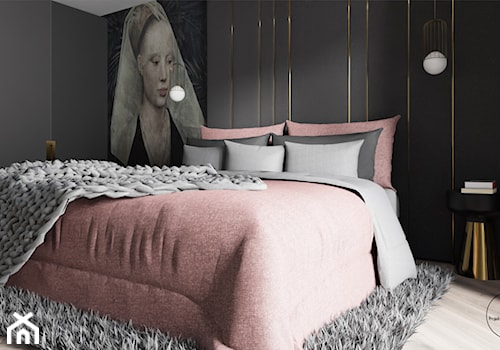 MIESZKANIE W BLOKU DLA MŁODEJ KOBIETY - Sypialnia, styl nowoczesny - zdjęcie od LEiRO Projektowanie Wnętrz