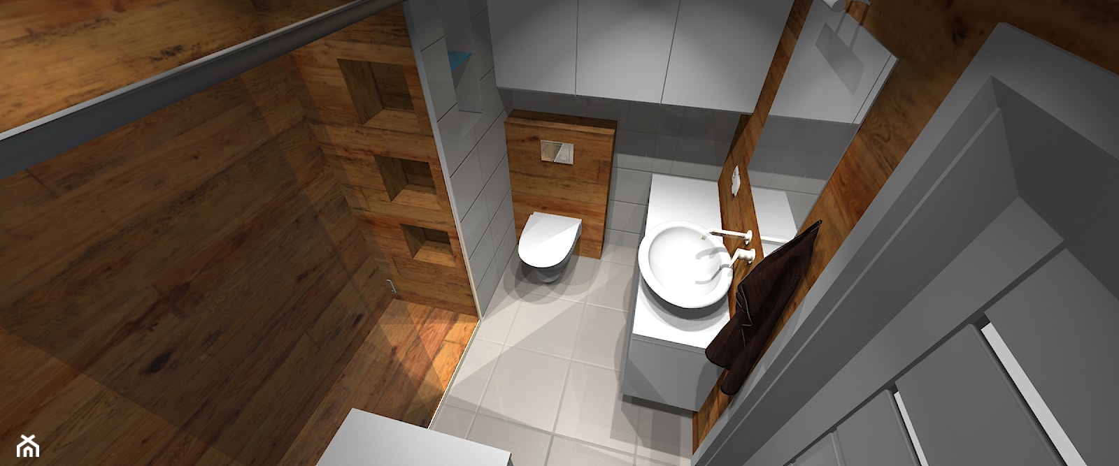 Projekt biało-drewnianej łazienki - zdjęcie od Hulinski - Homebook