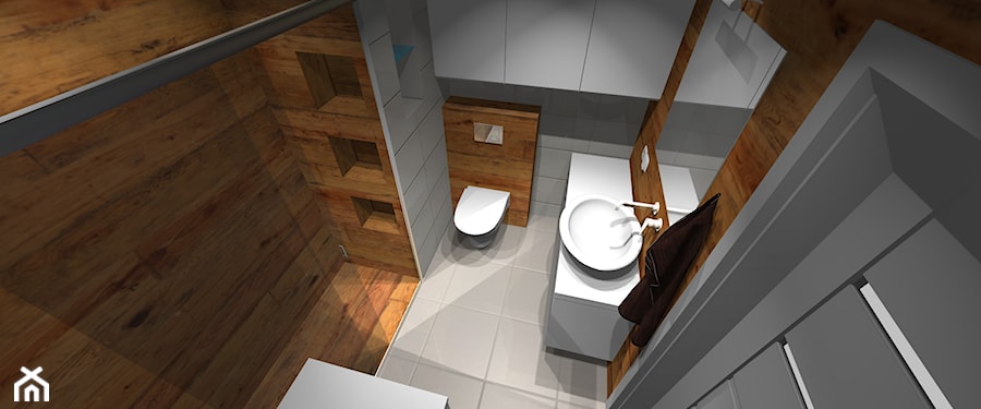 Projekt biało-drewnianej łazienki - zdjęcie od Hulinski