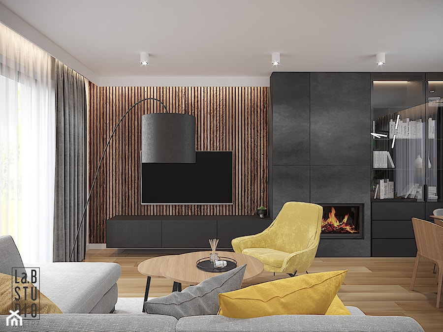 Projekt domy jednorodzinnego w Góraszce - Salon, styl nowoczesny - zdjęcie od La.B Studio wnętrz