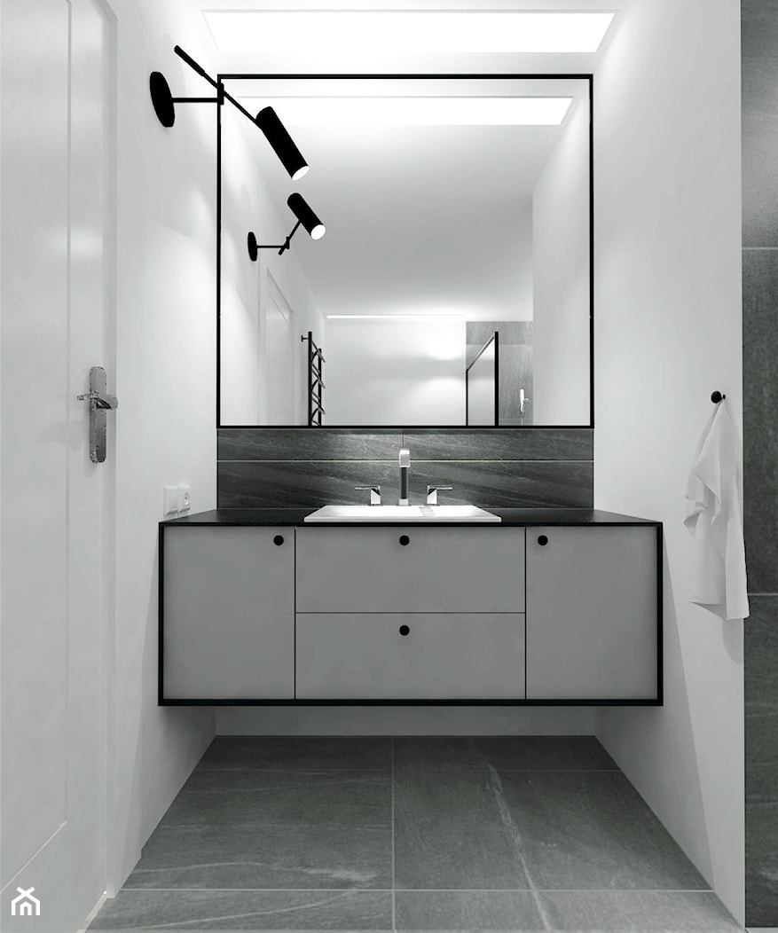 Szara monochromatyczna łazienka - zdjęcie od Maria Pyzara - Homebook