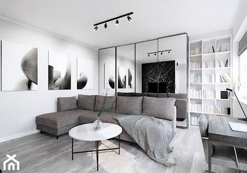 Monochrom kawalerka - Salon, styl minimalistyczny - zdjęcie od Entropia Design
