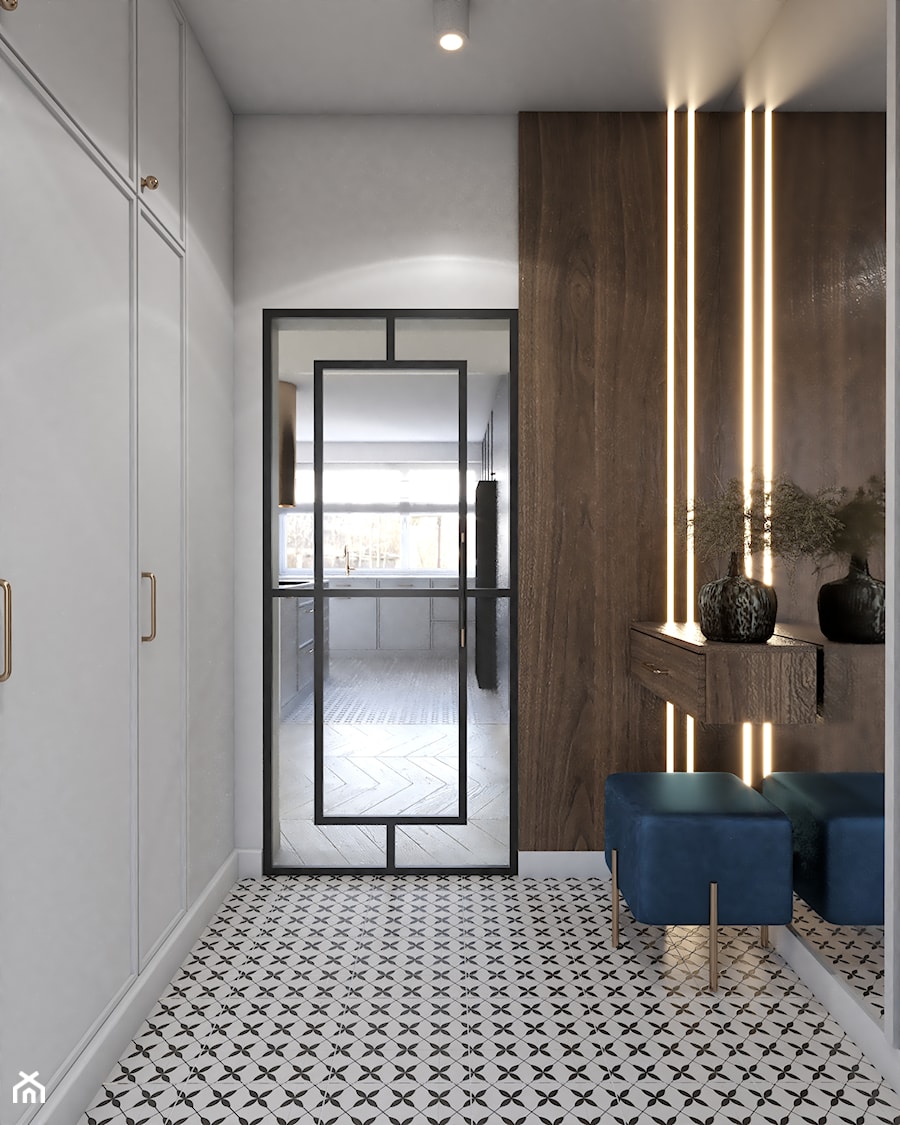 Dom z granatową kuchnią - Hol / przedpokój, styl nowoczesny - zdjęcie od MC DESIGN Studio Projektowania Wnętrz