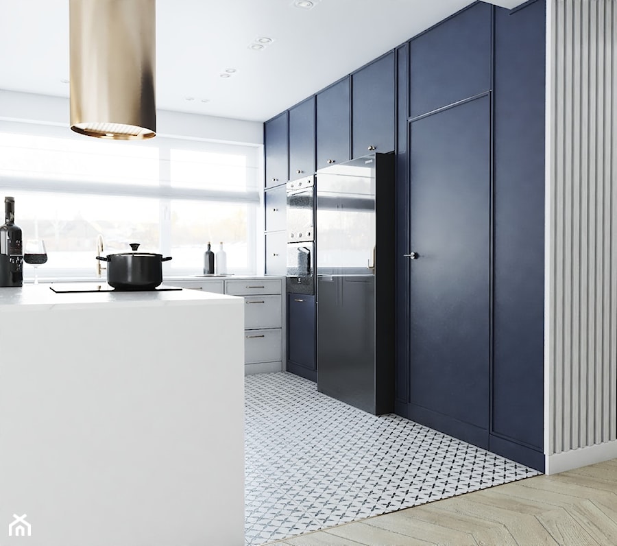 Dom z granatową kuchnią - Kuchnia, styl nowoczesny - zdjęcie od MC DESIGN Studio Projektowania Wnętrz