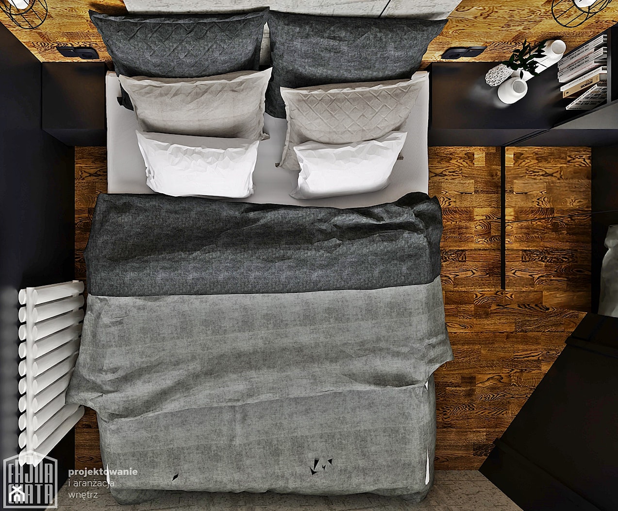 All in Black. - Sypialnia, styl minimalistyczny - zdjęcie od Fajna Chata - Projektowanie i aranżacja wnętrz - Homebook