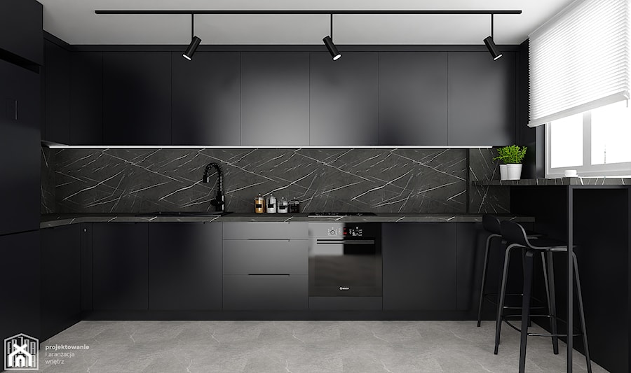 All in Black. - Kuchnia, styl minimalistyczny - zdjęcie od Fajna Chata - Projektowanie i aranżacja wnętrz