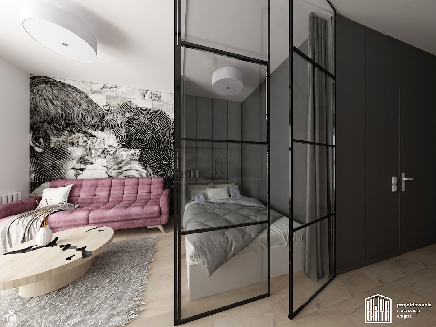 Sypialnia w salonie - zdjęcie od Fajna Chata - Projektowanie i aranżacja wnętrz - Homebook