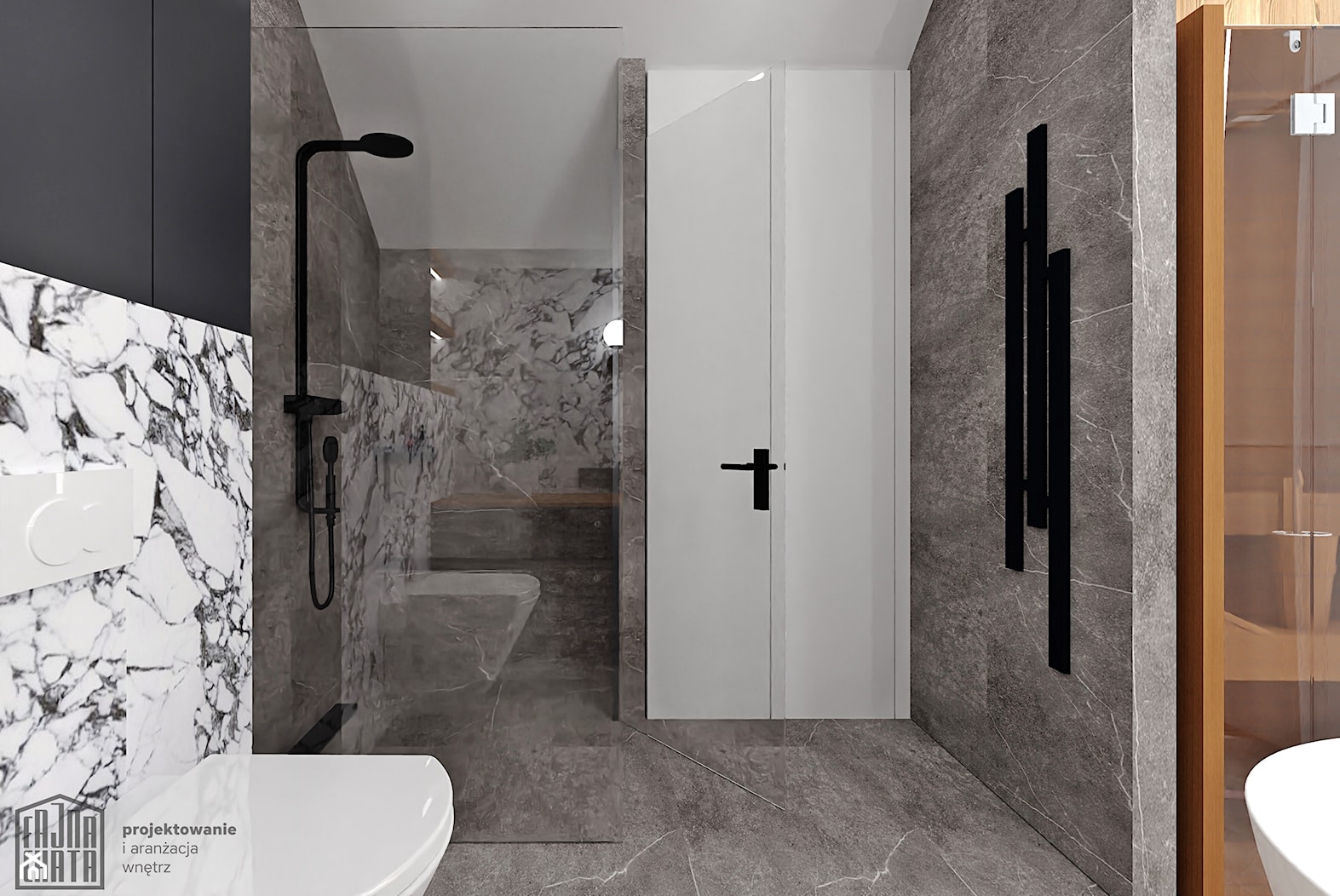 Łazienka z sauną. - Łazienka, styl nowoczesny - zdjęcie od Fajna Chata - Projektowanie i aranżacja wnętrz - Homebook