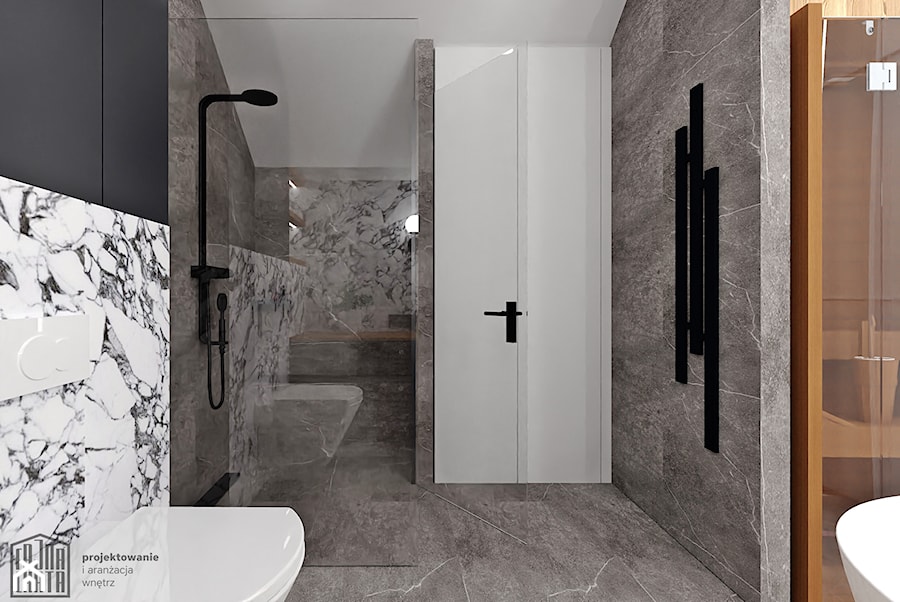 Łazienka z sauną. - Łazienka, styl nowoczesny - zdjęcie od Fajna Chata - Projektowanie i aranżacja wnętrz