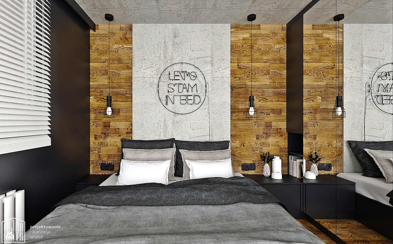All in Black. - Sypialnia, styl minimalistyczny - zdjęcie od Fajna Chata - Projektowanie i aranżacja wnętrz - Homebook