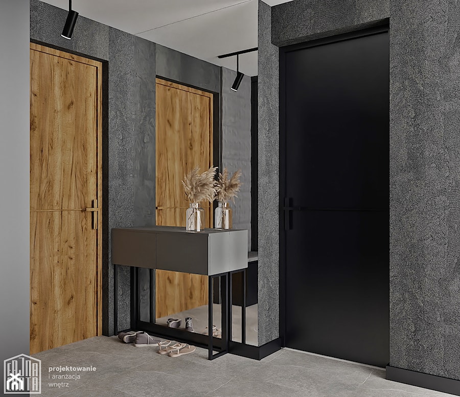 All in Black. - Hol / przedpokój, styl minimalistyczny - zdjęcie od Fajna Chata - Projektowanie i aranżacja wnętrz
