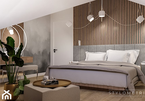 Sypialnia z drewnianym wykończeniem - Sypialnia, styl nowoczesny - zdjęcie od STYLOMETRIA
