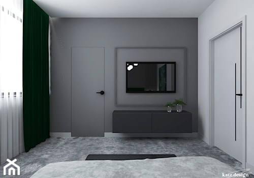 Sypialnia z zielonymi dodatkami- wersja ze sztukaterią - zdjęcie od Kate Design