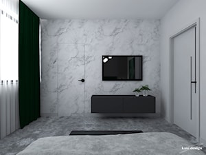 Sypialnia z zielonymi dodatkami- wersja z tapetą - zdjęcie od Kate Design