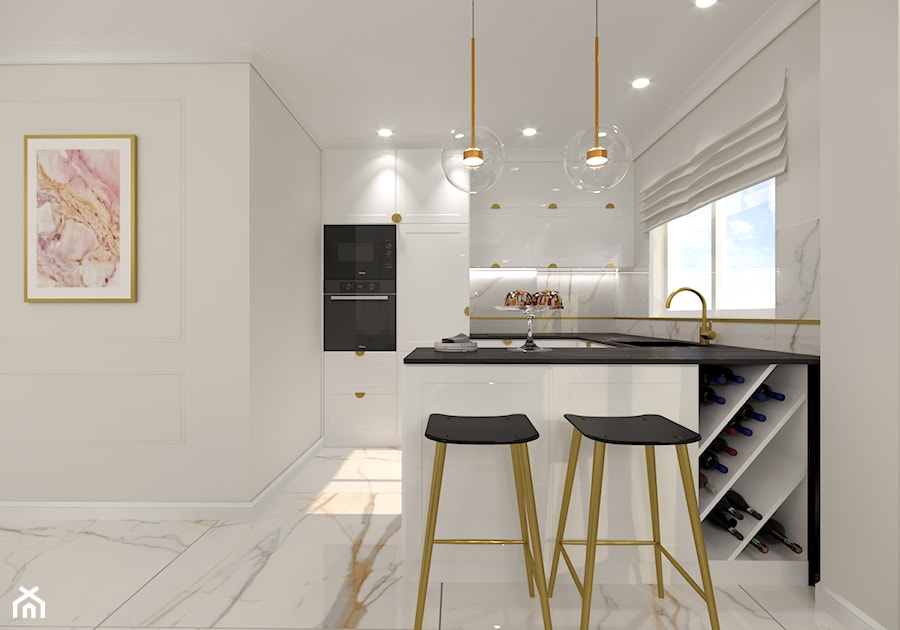 BLACK&WHITE - Kuchnia, styl glamour - zdjęcie od DomiDesign Studio