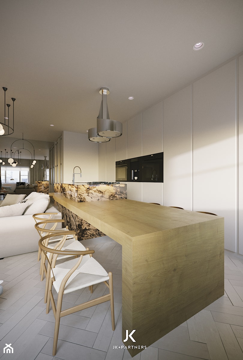 Apartament w polsko-amerykańskim stylu | 92m2 | NY - Kuchnia, styl nowoczesny - zdjęcie od JK+PARTNERS