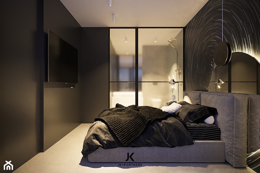 Minimalistyczne wnętrze | Sypialnia | 60 m2 | Club House, Szczecin Dąbie - zdjęcie od JK+PARTNERS