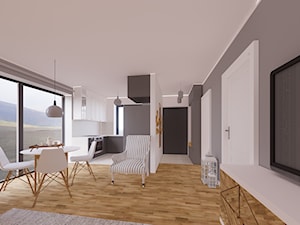 Projekt aranżacji mieszkania z ogródkiem - Salon, styl skandynawski - zdjęcie od JC ARCHITEKCI