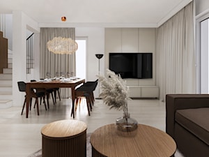 Projekt salonu z kuchnią i jadalnią - Salon, styl minimalistyczny - zdjęcie od BC PROJEKT BEATA CHMIELARZ