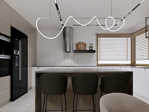 Projekt salonu z kuchnią i jadalnią - Kuchnia, styl nowoczesny - zdjęcie od BC PROJEKT BEATA CHMIELARZ