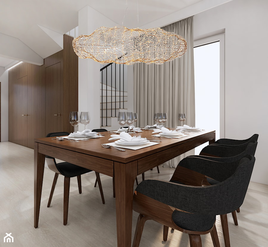 Projekt salonu z kuchnią i jadalnią - Jadalnia, styl minimalistyczny - zdjęcie od BC PROJEKT BEATA CHMIELARZ