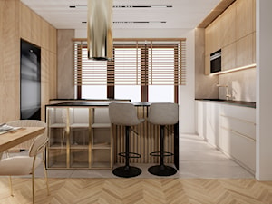 Projekt salonu z kuchnią i jadalnią - Kuchnia, styl nowoczesny - zdjęcie od BC PROJEKT BEATA CHMIELARZ