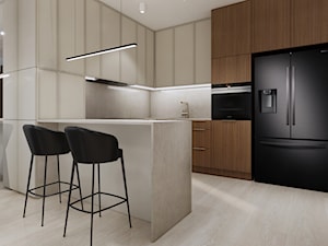 Projekt salonu z kuchnią i jadalnią - Kuchnia, styl minimalistyczny - zdjęcie od BC PROJEKT BEATA CHMIELARZ