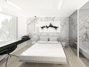 Projekt apartamentu 55 m2 - Sypialnia, styl minimalistyczny - zdjęcie od REA Sabina Rehlich Architektura Wnętrz