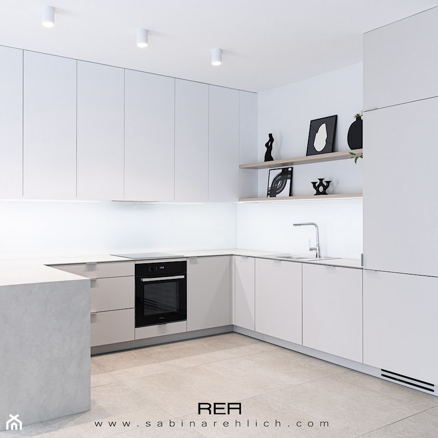 Apartament 68 m2 - Kuchnia, styl skandynawski - zdjęcie od REA Sabina Rehlich Architektura Wnętrz