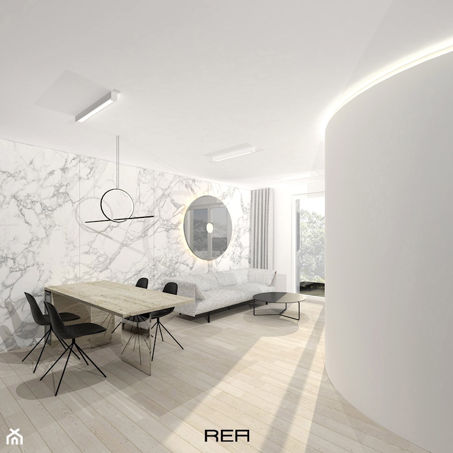 Projekt apartamentu 55 m2 - Salon, styl minimalistyczny - zdjęcie od REA Sabina Rehlich Architektura Wnętrz