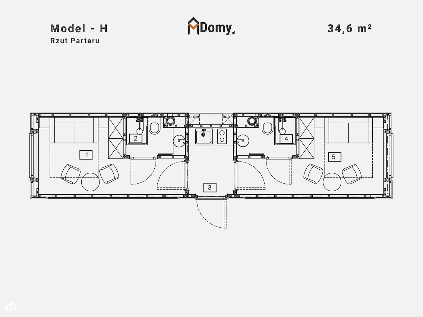 Całoroczny, mobilny Domek letniskowy – 34,6 m² "pod klucz" - zdjęcie od MDomy.pl - Polski Producent Prefabrykowanych Domów Modułowych - Homebook