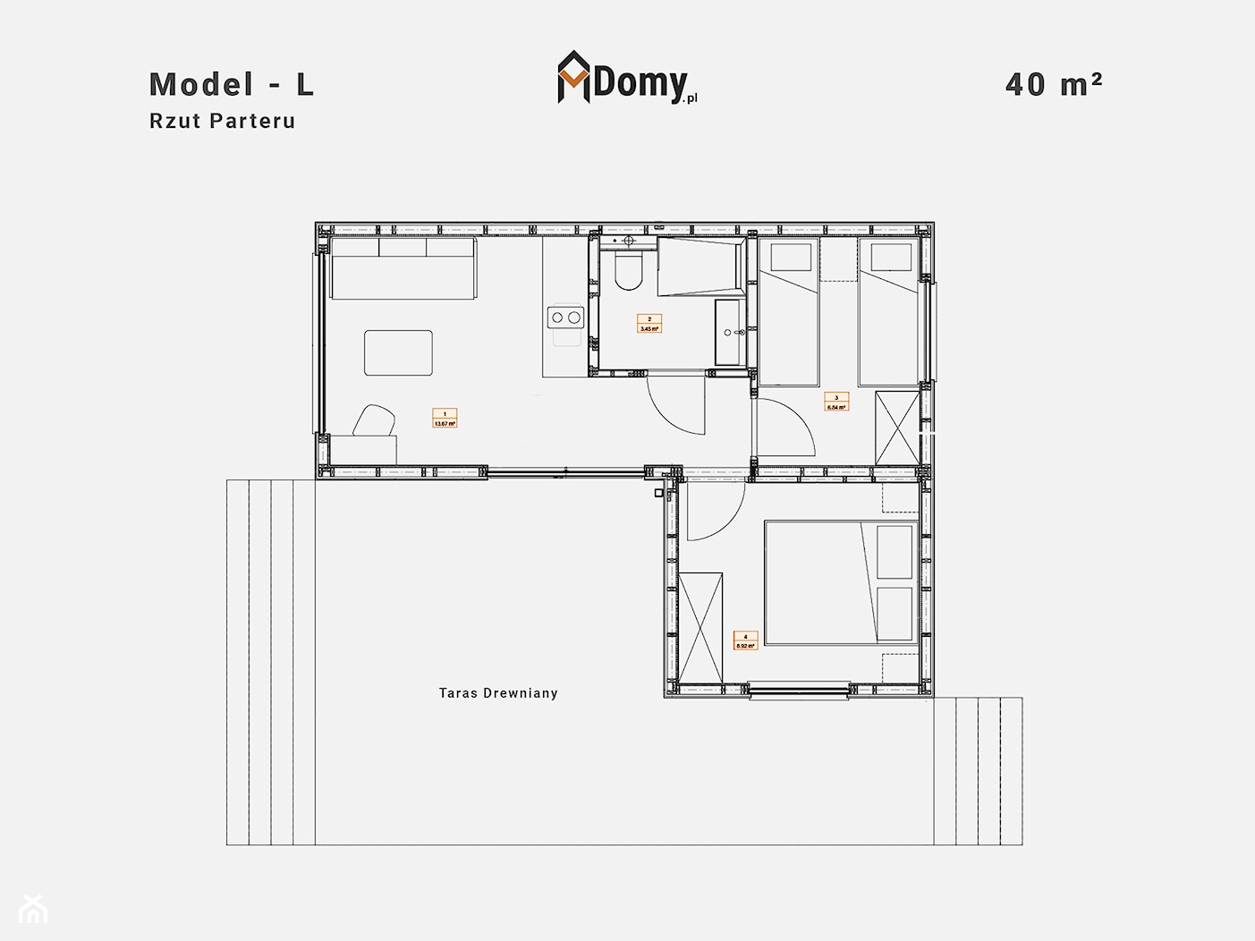 Całoroczny, mobilny Domek letniskowy – 40 m² "pod klucz" - zdjęcie od MDomy.pl - Polski Producent Prefabrykowanych Domów Modułowych - Homebook