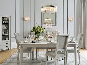 Duża biała szara jadalnia jako osobne pomieszczenie, styl glamour - zdjęcie od Laura Ashley