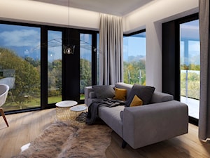 Modern Loft Design - Średni biały czarny salon z tarasem / balkonem - zdjęcie od DISENO INTERIORS - Apartamenty PREMIUM
