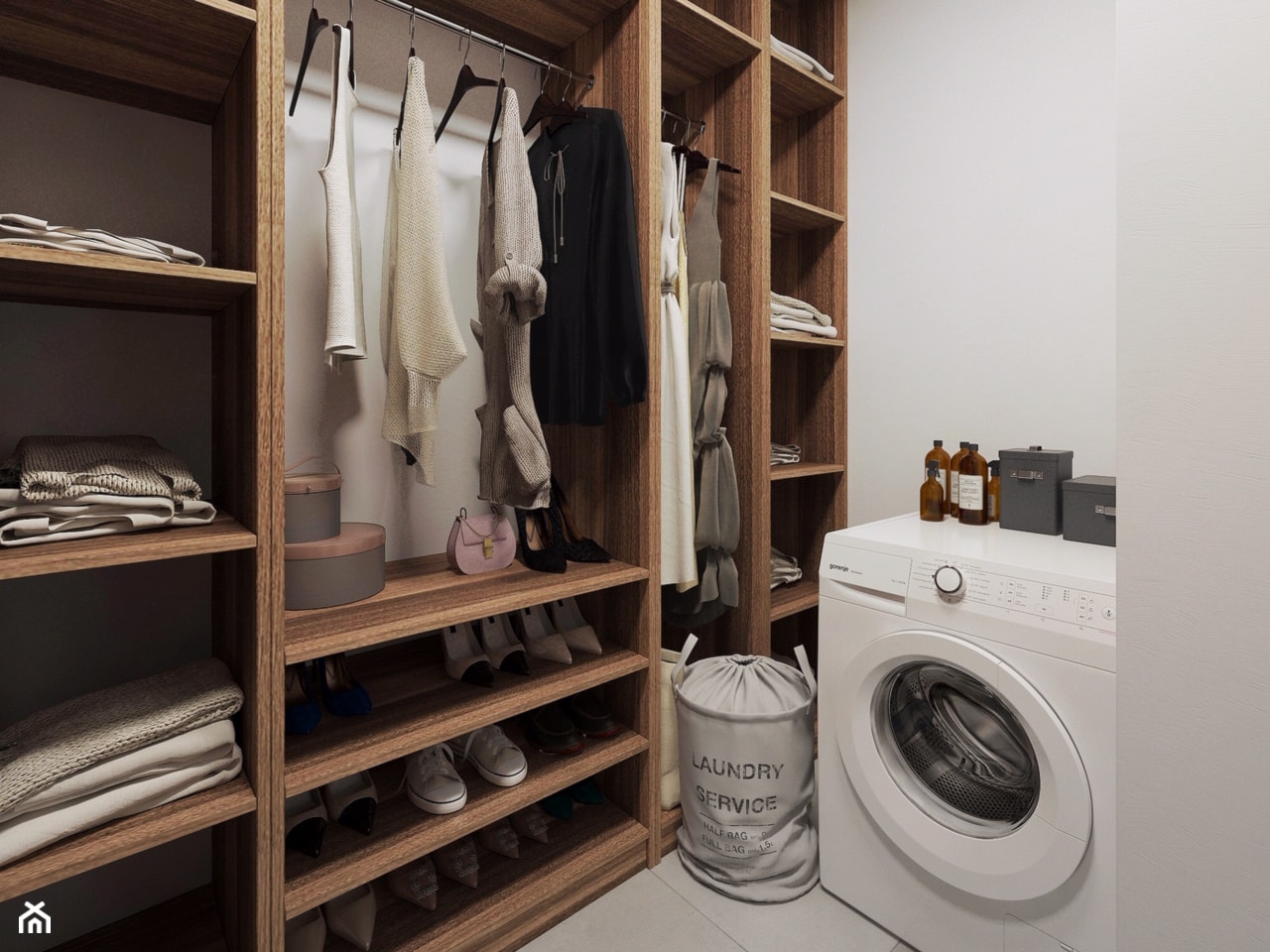 Cozy Loft Industrial - Średnia zamknięta z pralnią garderoba oddzielne pomieszczenie - zdjęcie od DISENO INTERIORS - Apartamenty PREMIUM - Homebook