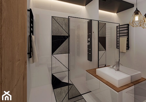 Modern Loft Design - Średnia bez okna z marmurową podłogą łazienka - zdjęcie od DISENO INTERIORS - Apartamenty PREMIUM