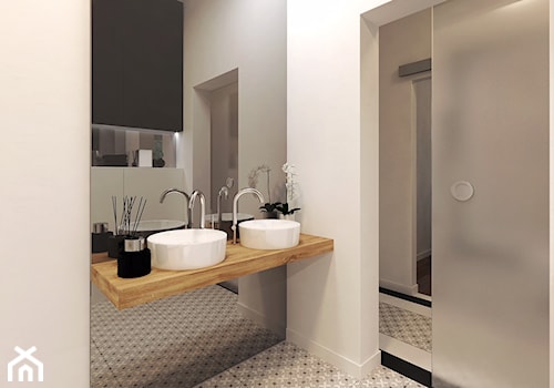 Elegancki Minimalizm - Średnia z dwoma umywalkami łazienka - zdjęcie od DISENO INTERIORS - Apartamenty PREMIUM