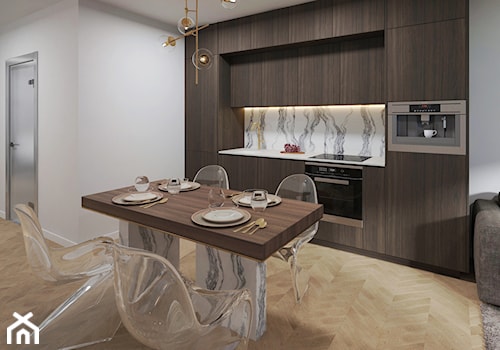 Moderno Art Deco - Średnia szara jadalnia w kuchni - zdjęcie od DISENO INTERIORS - Apartamenty PREMIUM